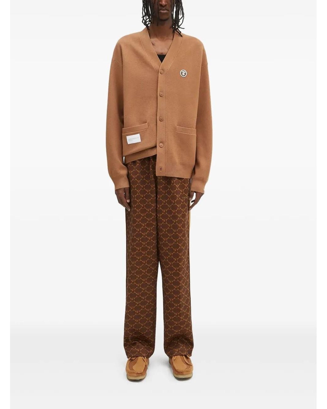 Aape By A Bathing Ape Brown Logo-Patch Cardigan for men