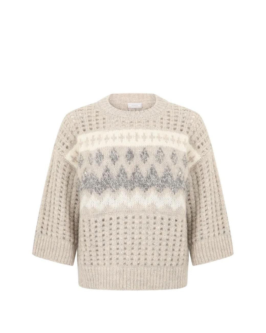 Peserico White Sequin-Embellished Sweater