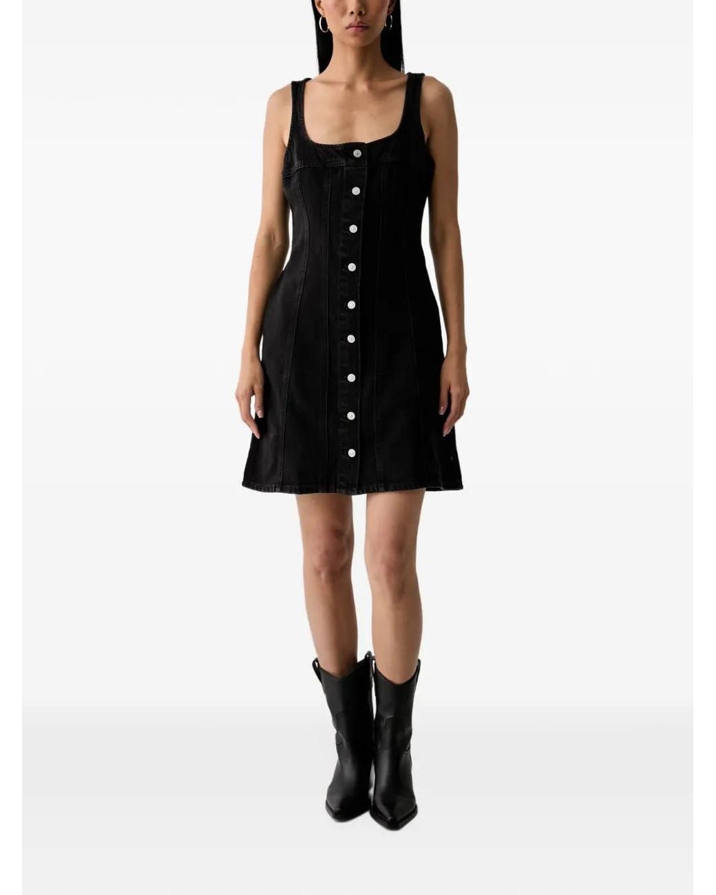 Levi's Black Audra Tank Button-Up Sleeveless Mini Dress
