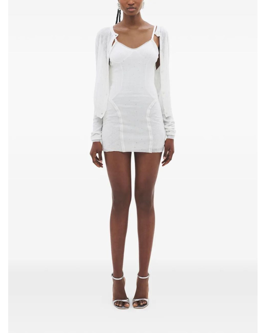 Area White Crystal-Embellished Cardigan