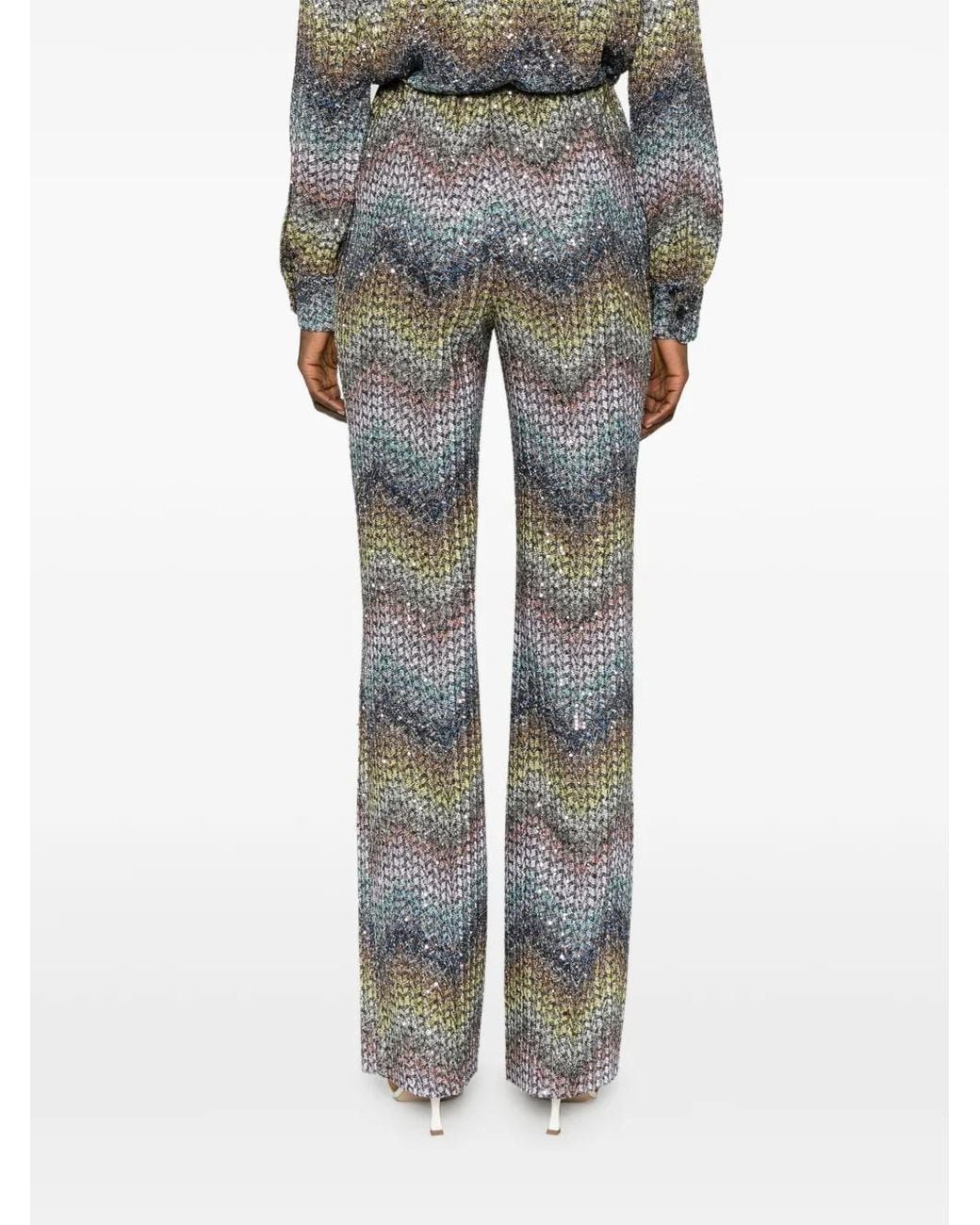 Missoni Gray Zigzag-Knit Flared Trousers
