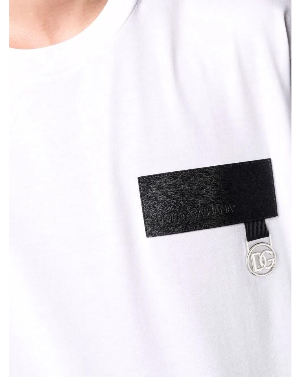 Dolce & Gabbana White Logo-Patch T-Shirt for men