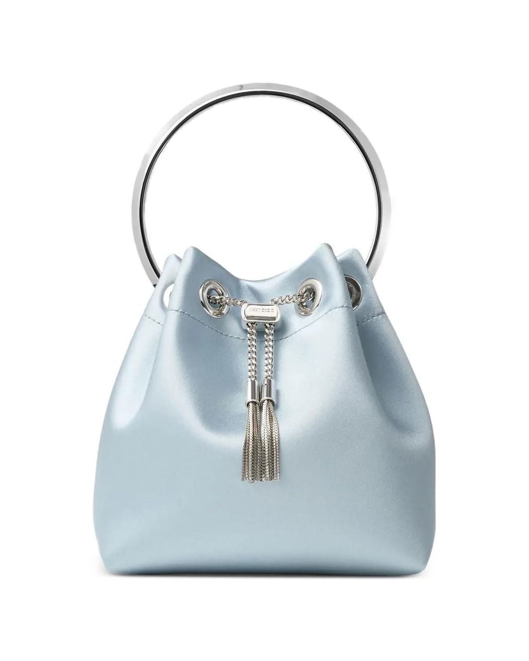 Jimmy Choo Blue Ring Handle Tassel Bon Bon Shoulder Bag