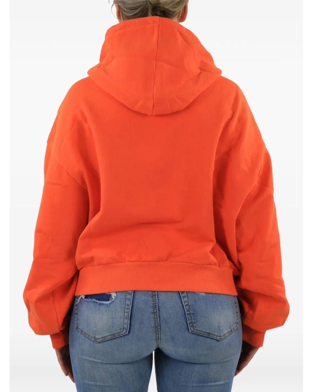 Follovers Orange Logo-Embroidered Hoodie