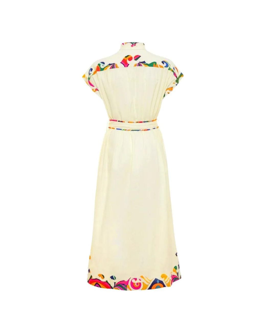 Carolina K Metallic Abstract-Print Belted Shirt Dress