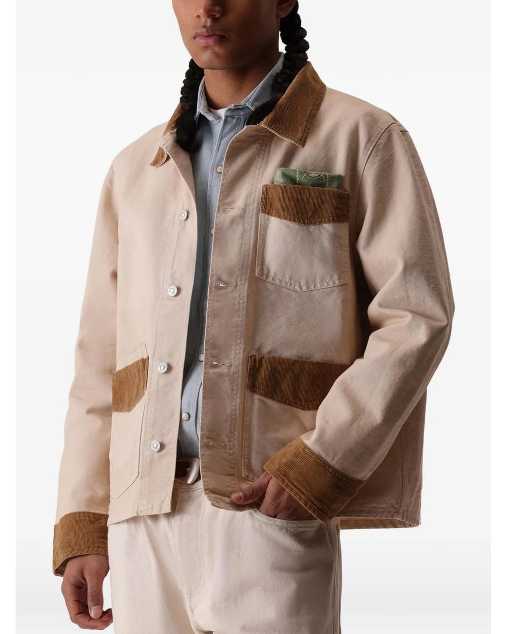 Fortela Natural Arapaho Corduroy-Trim Canvas Jacket for men