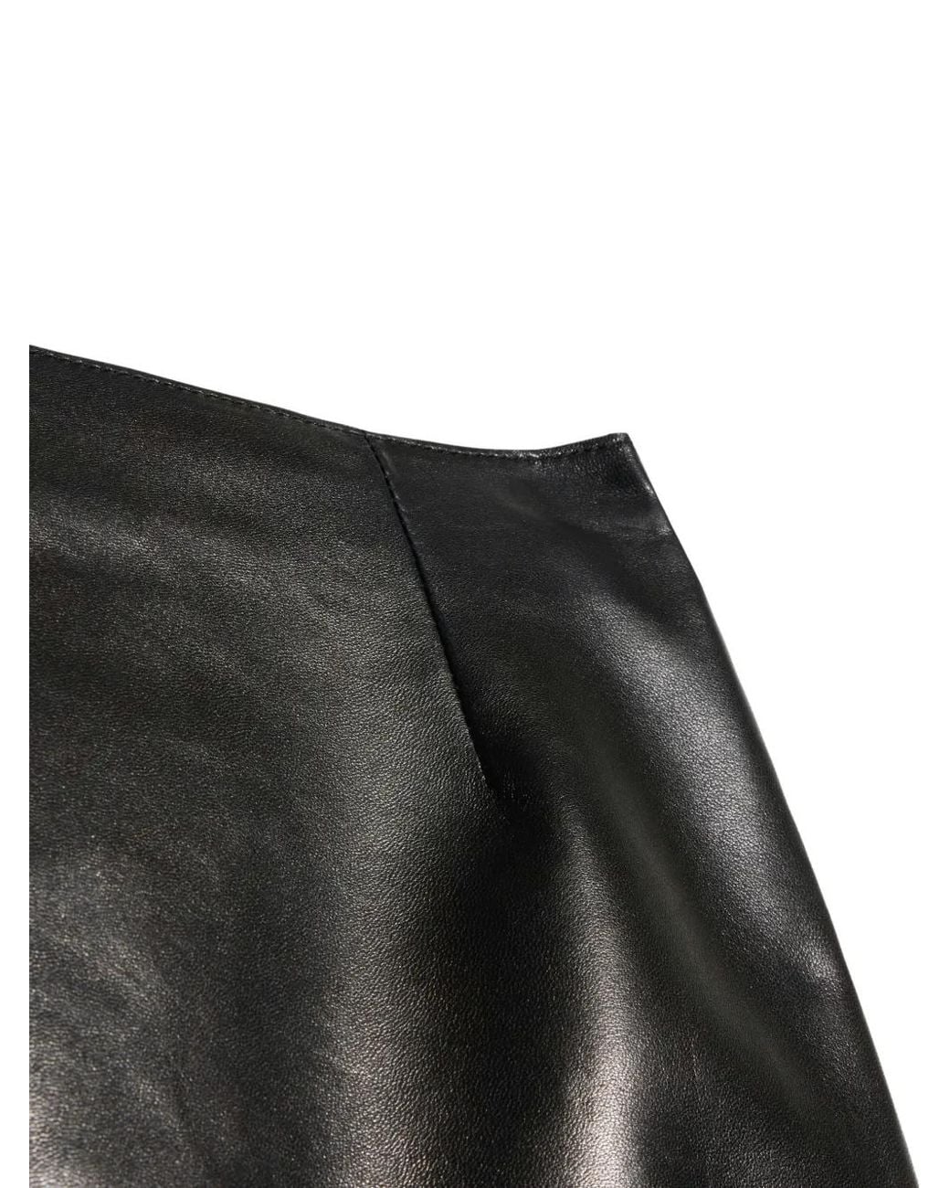 Gucci Black Side-Slit Leather Mini Skirt