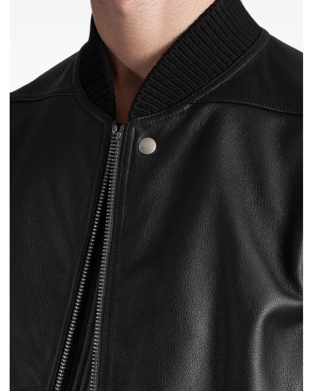 Rick Owens Gray Heizer Zip-Pocket Leather Bomber Jacket for men