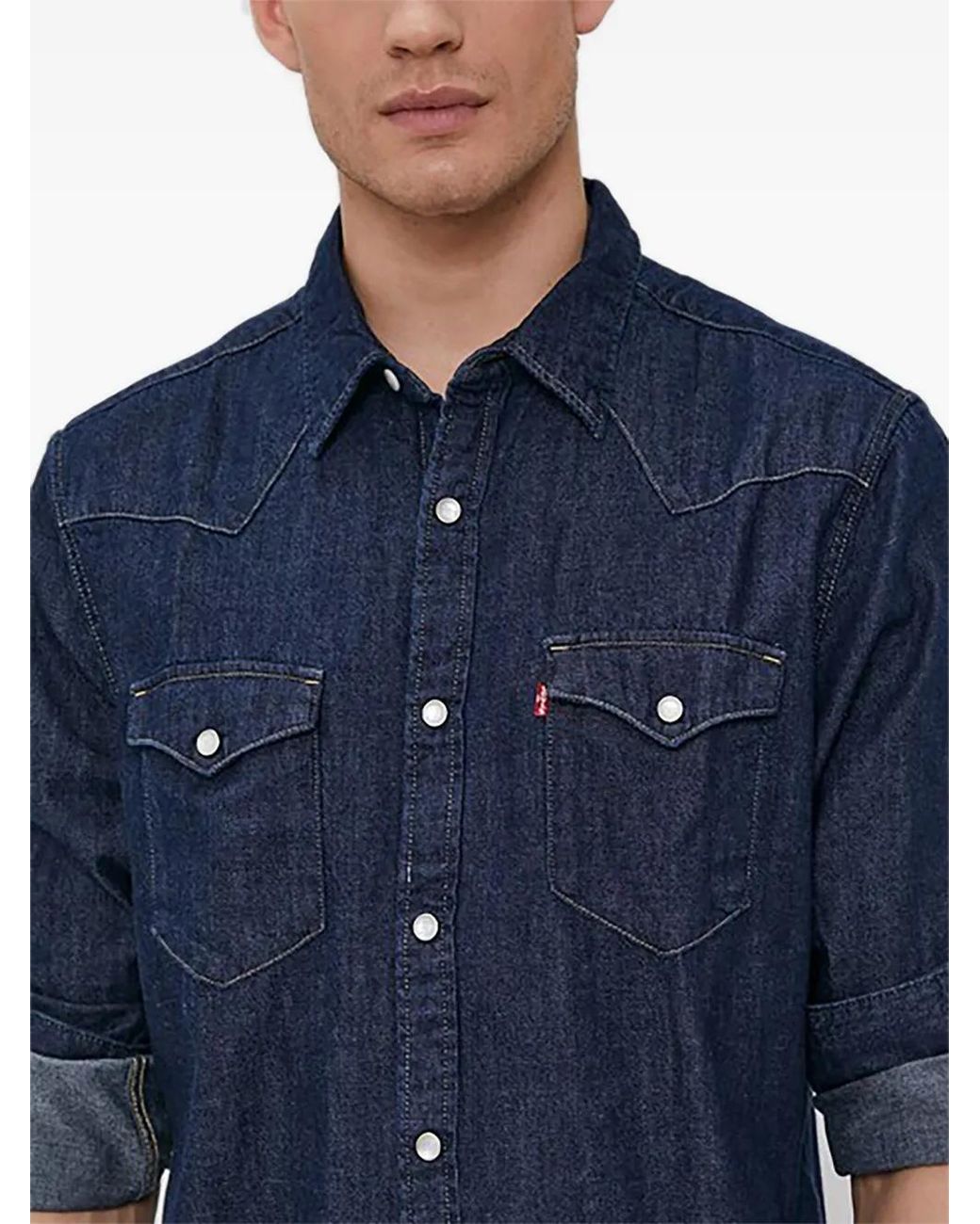 Levi's Blue Buttoned Denim Shirt for men