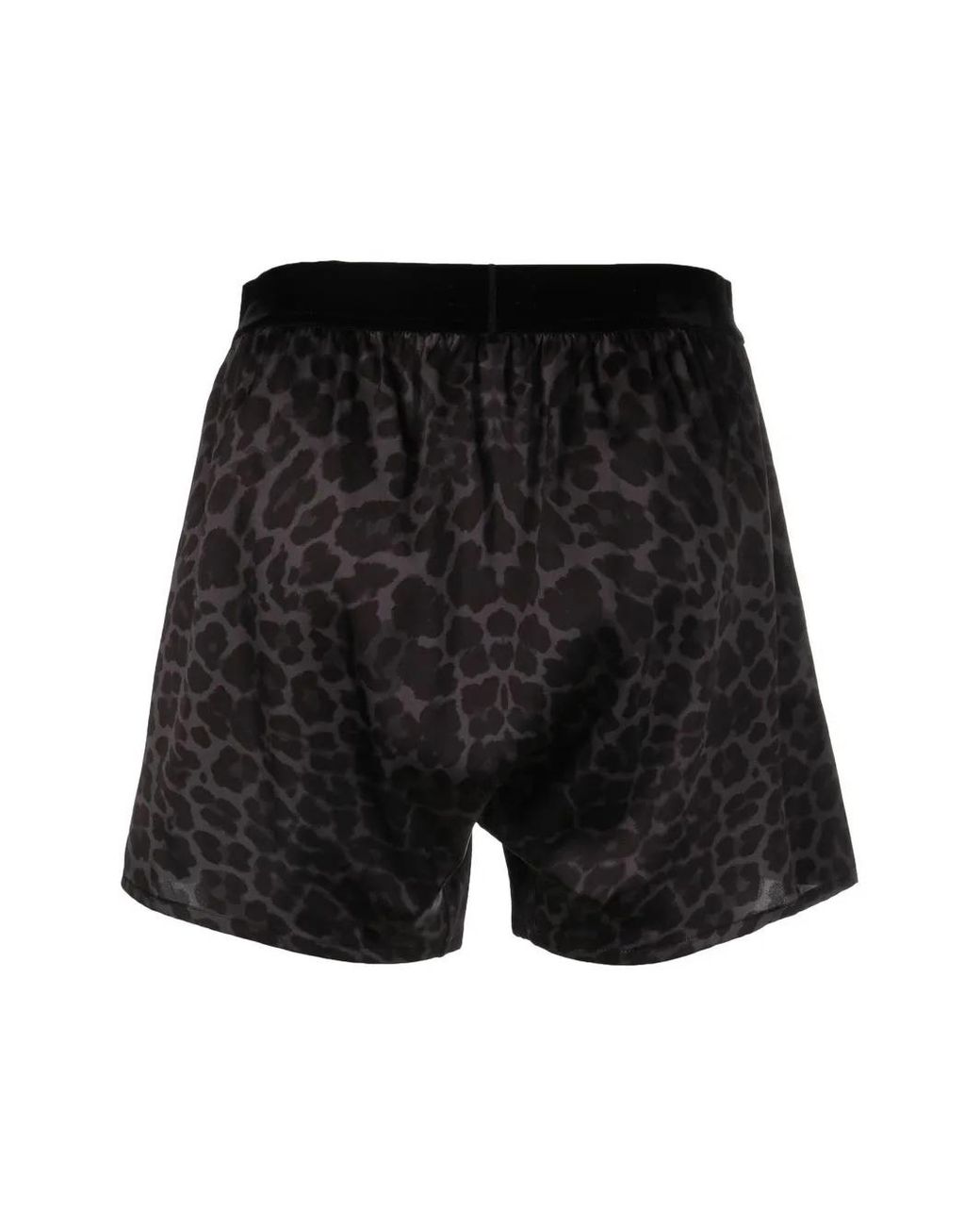 Tom Ford Black Leopard Printed Silk Boxers for men