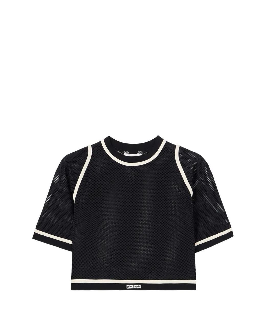 Palm Angels Black Logo Mesh Crop Top