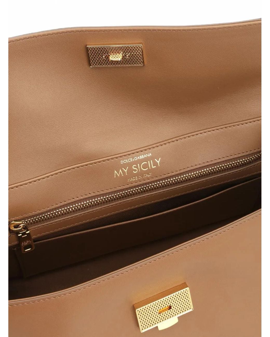 Dolce & Gabbana Natural Medium My Sicily Leather Tote Bag