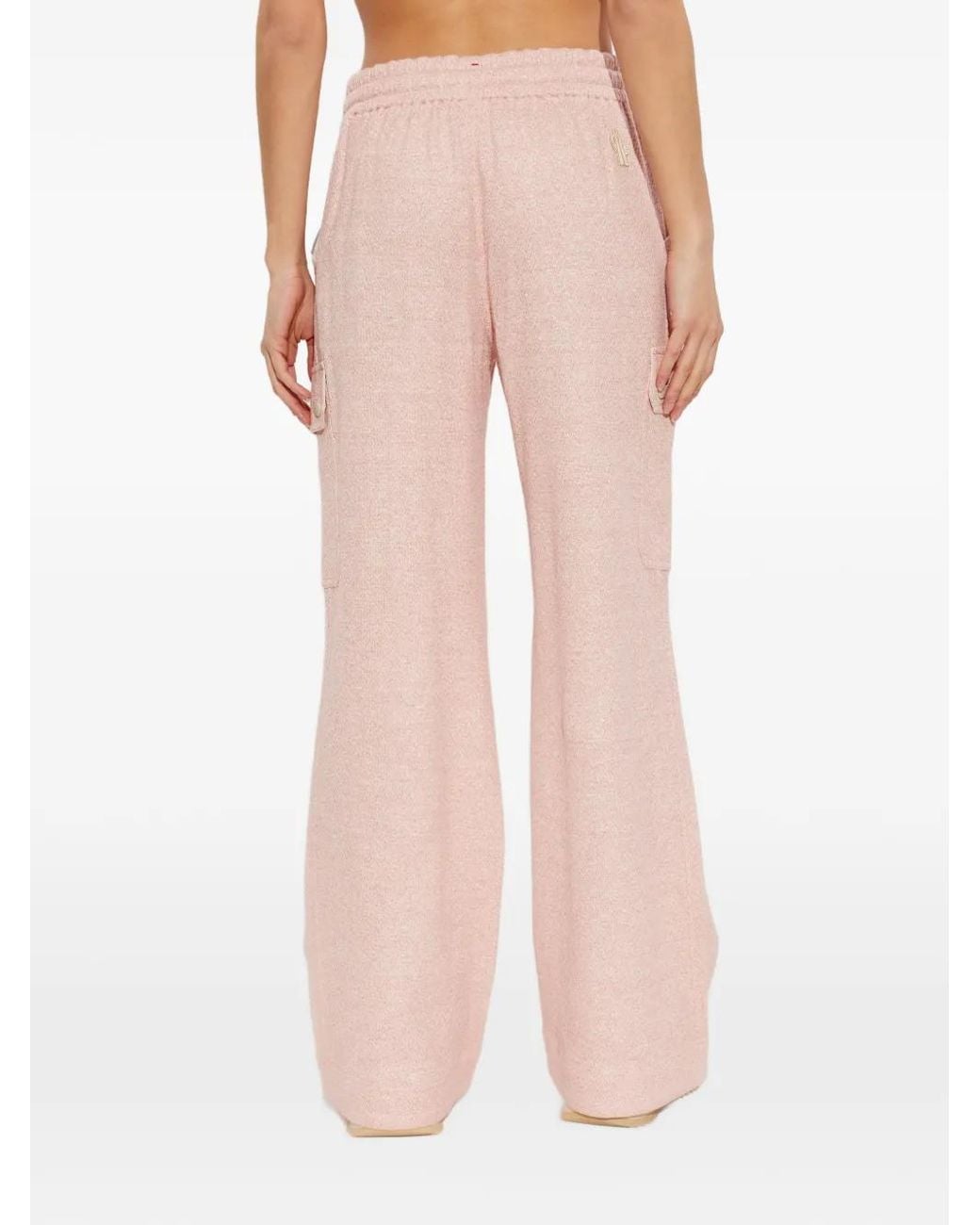 Moncler Pink Linen & Cotton Blend Trousers