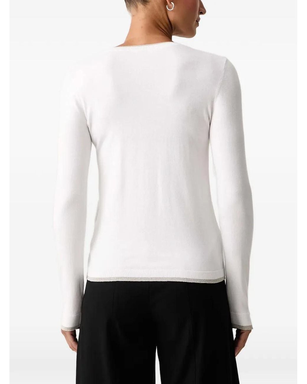 Liu Jo White Knit Sweater With V-Neck