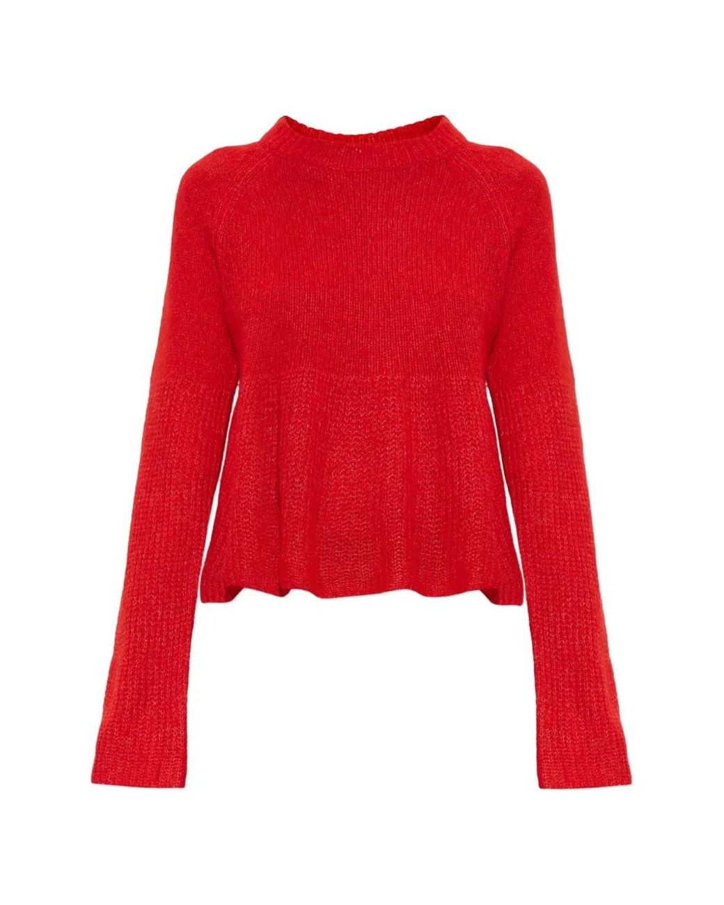 Lisa Yang Red Portia Peplum Sweater