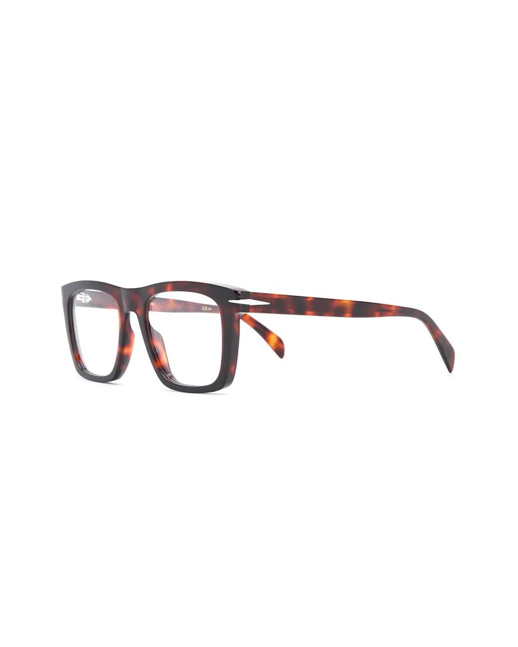 David Beckham Brown Rectangular Frame Tortoise-Shell Glasses