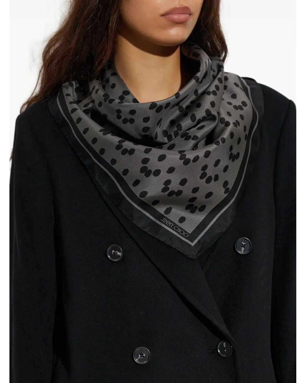 Jimmy Choo Black Silk Patterned Scarf