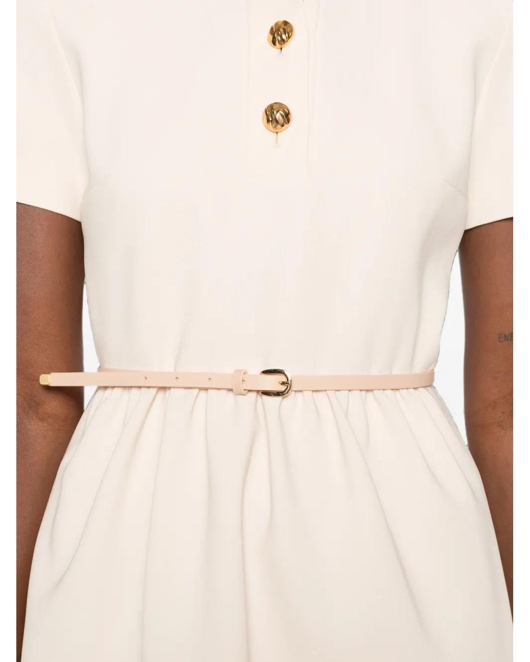 Max Mara White Belted Button-Front Mini Dress