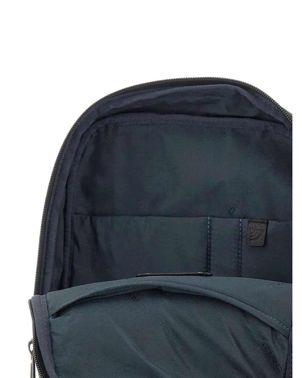 Piquadro Black Grained Leather Convertible Sling Bag for men