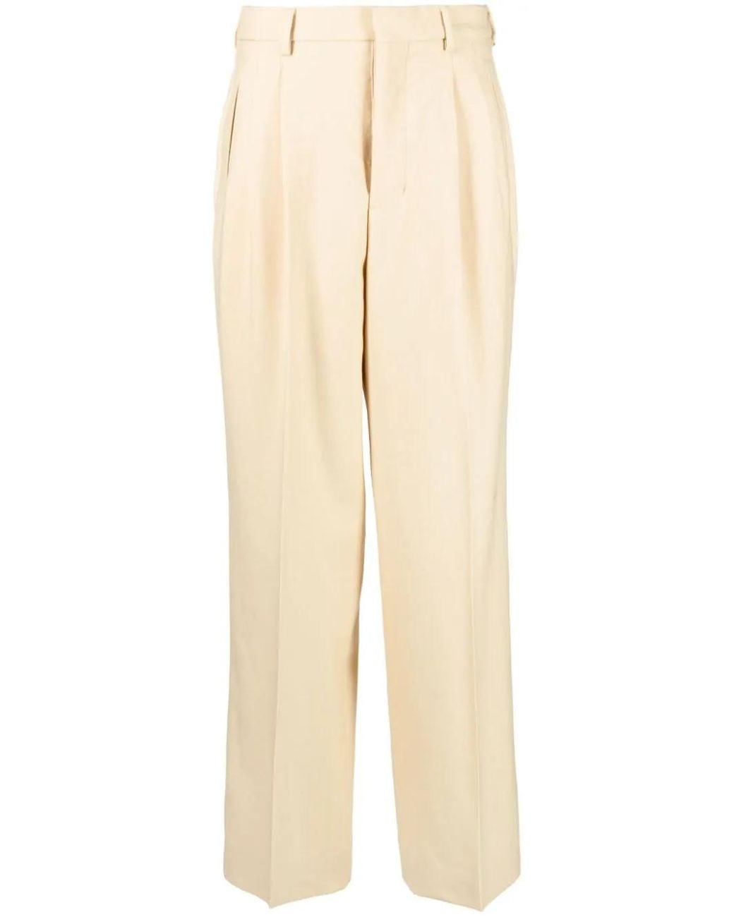 AMI Natural Straight-leg Virgin-wool Trousers