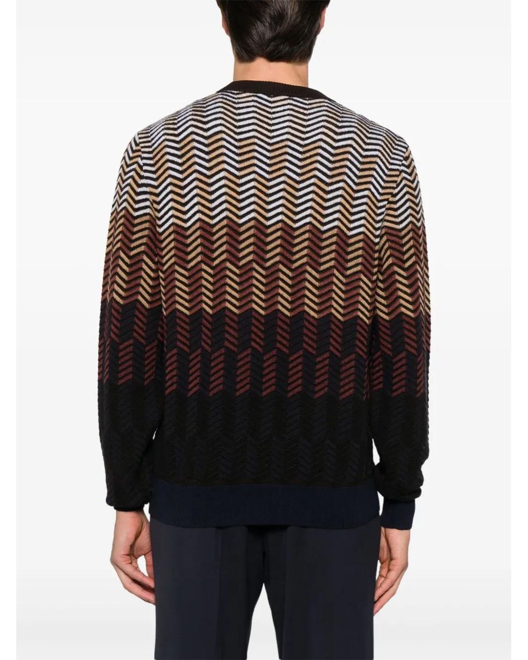 Missoni Brown Zigzag Virgin Wool Sweater for men