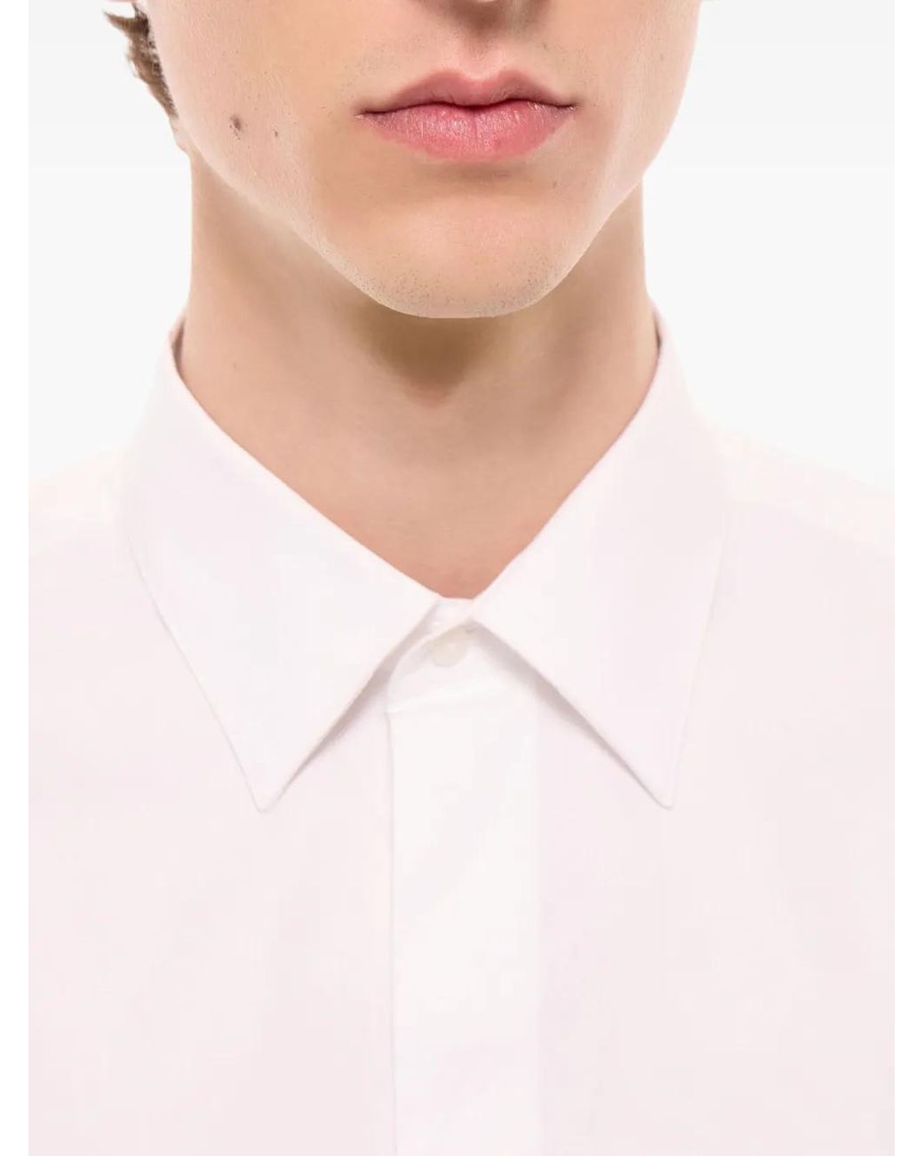 Fursac White Concealed-Placket Long-Sleeve Shirt for men