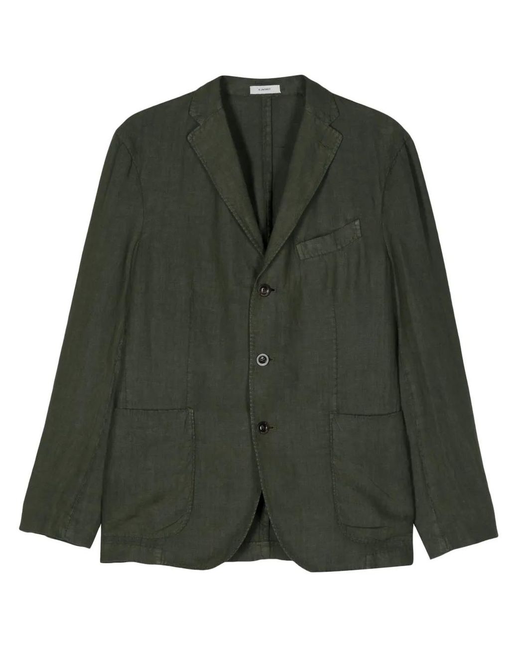 Boglioli Green Linen Single-Breasted Blazer for men