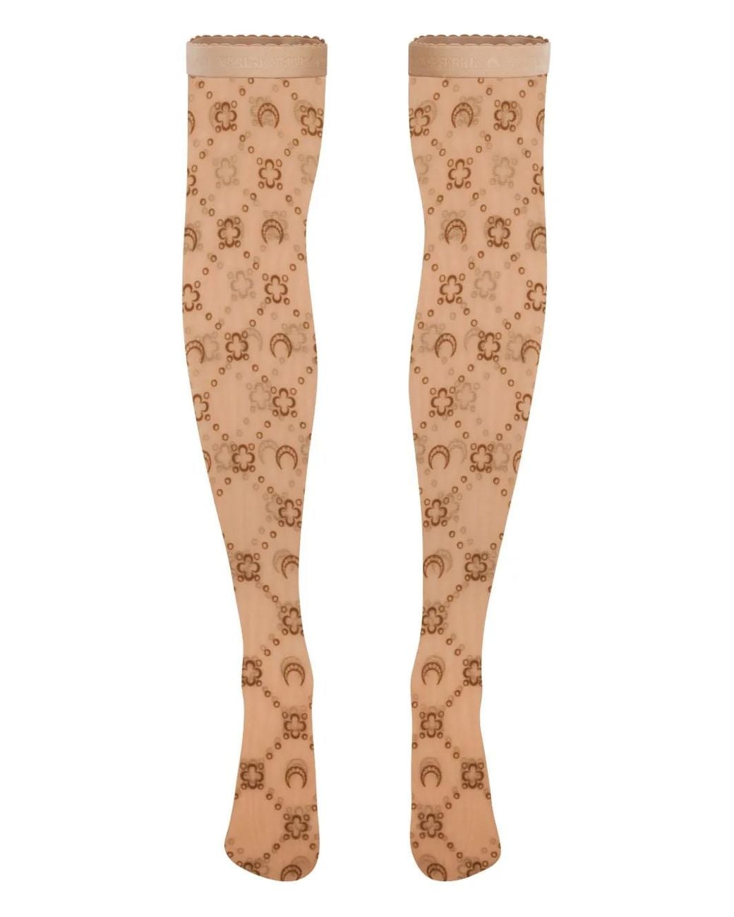 MARINE SERRE White Moonogram Mesh Flock Long Socks