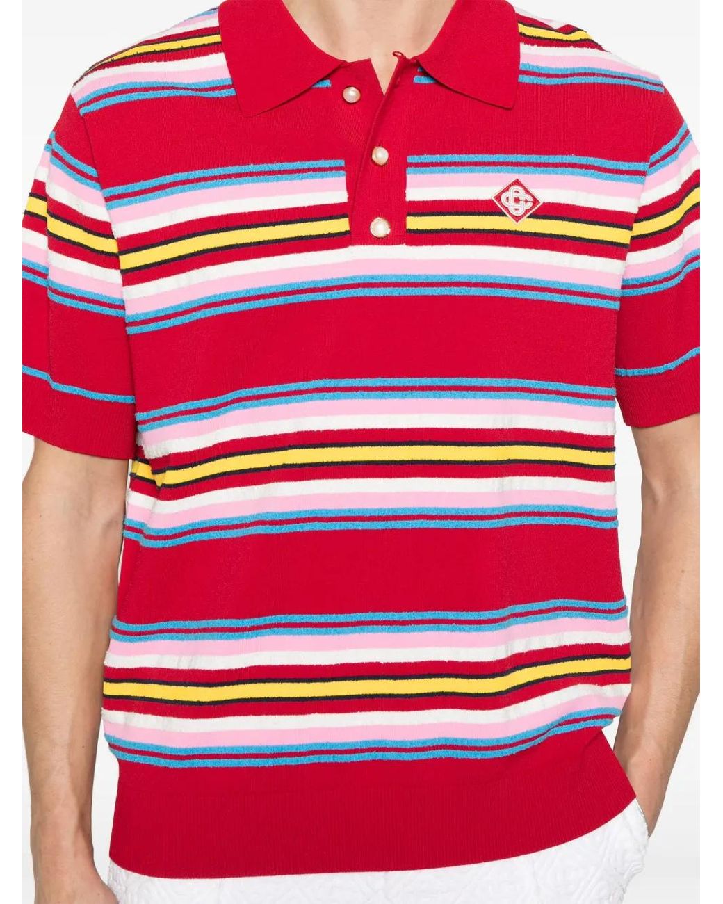 Casablanca Red Dark Striped Polo Shirt for men