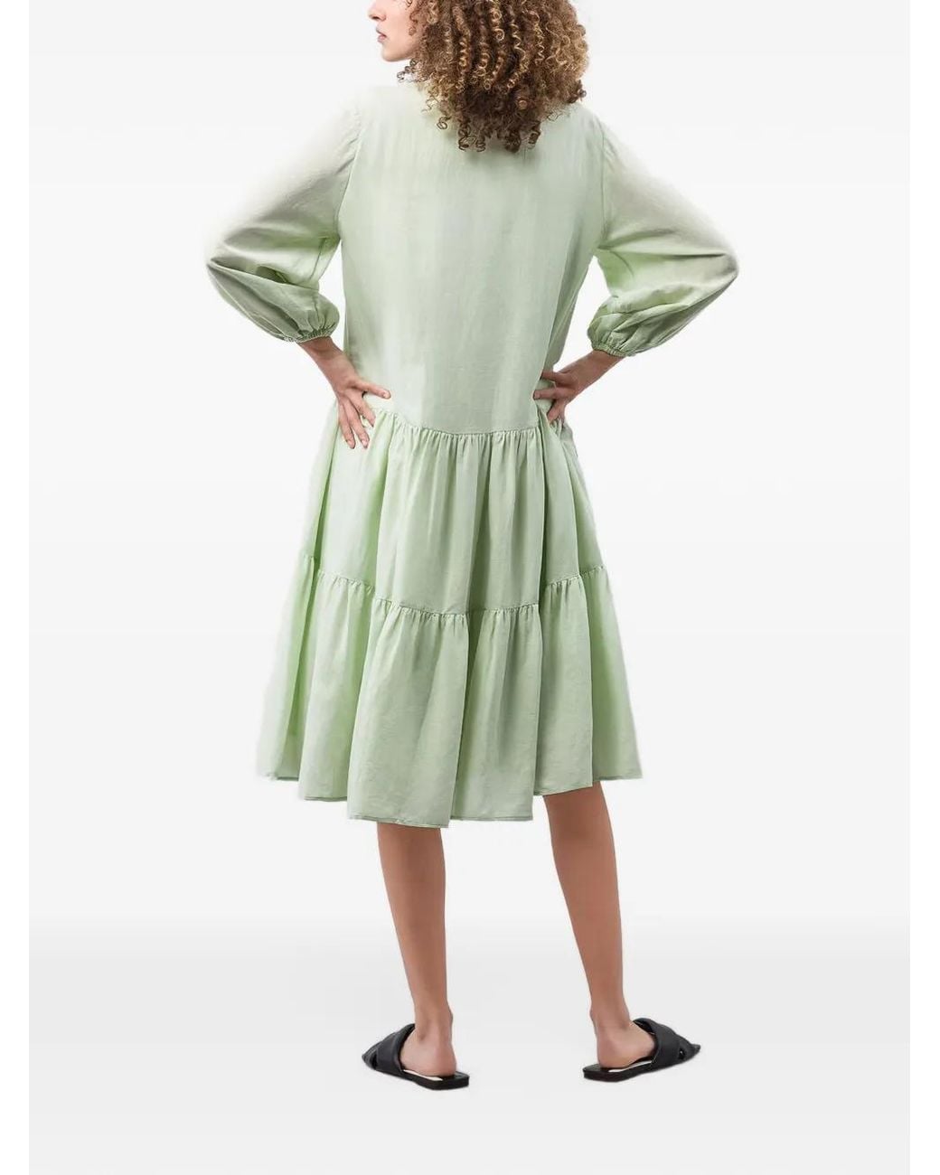 IVY & OAK Green Tiered V-Neck Dress