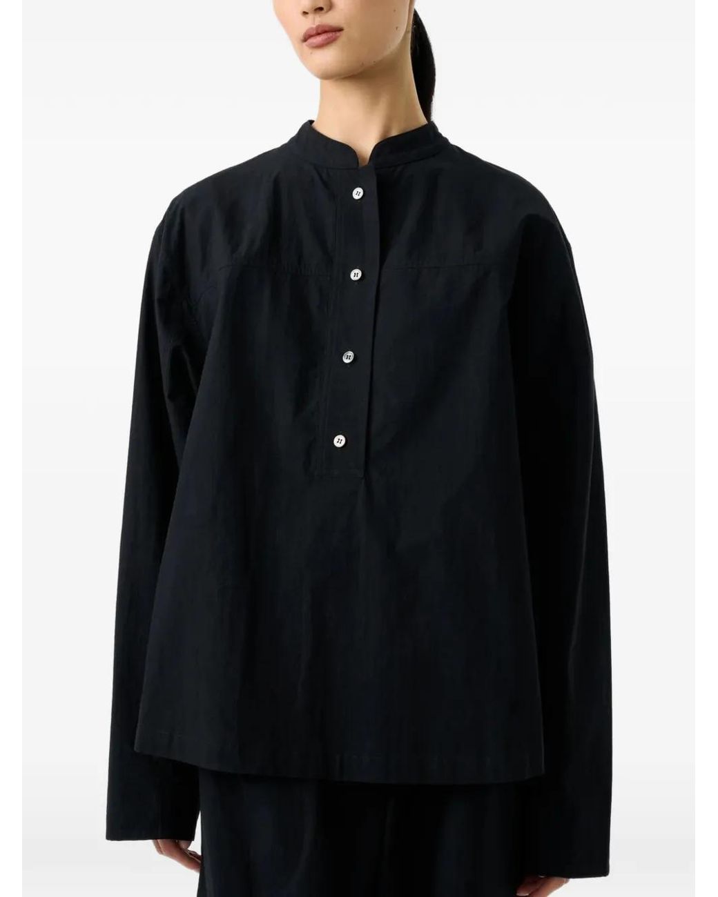 Studio Nicholson Black Vega Half-Button Shirt