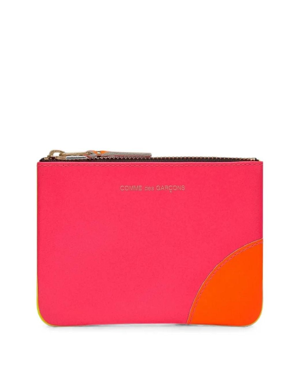Comme des Garçons Pink Logo-Print Leather Wallet