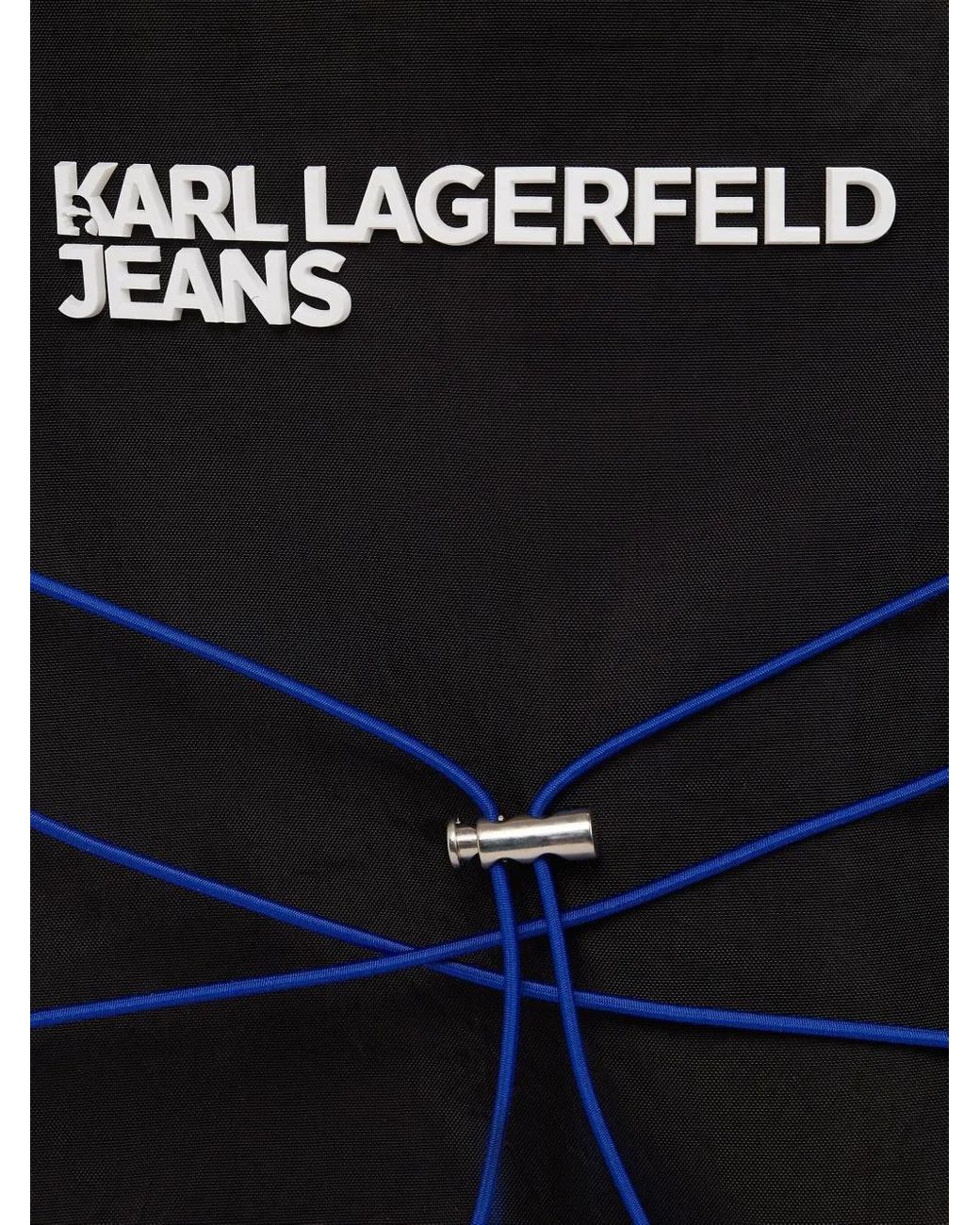 Karl Lagerfeld Black Roll-Top Backpack for men