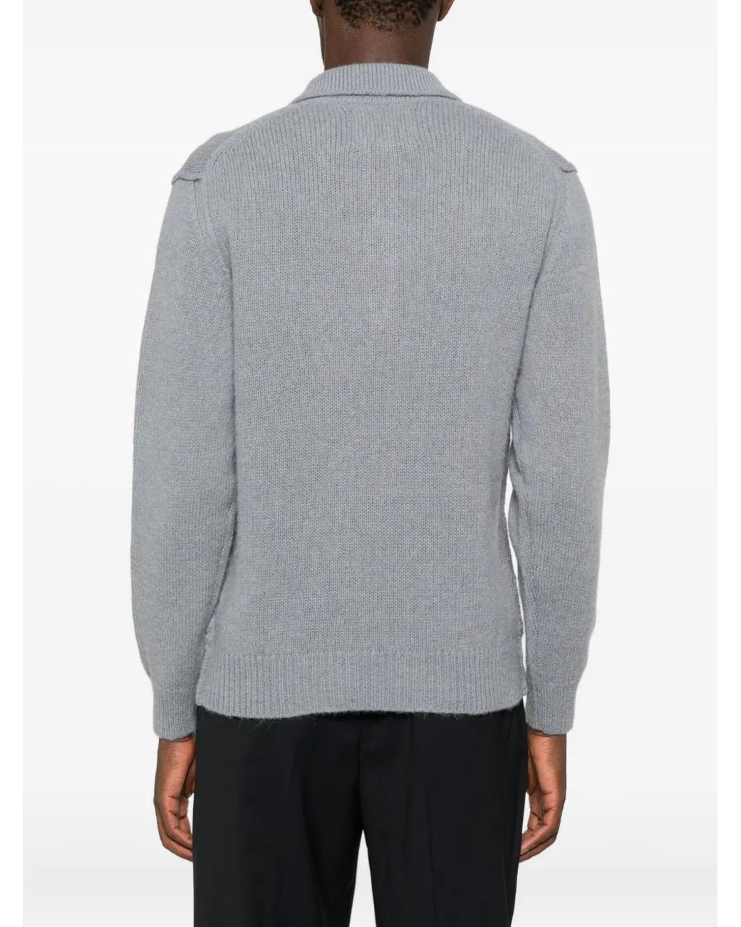 Seven Gauge Gray Zip-Up Polo-Collar Sweater