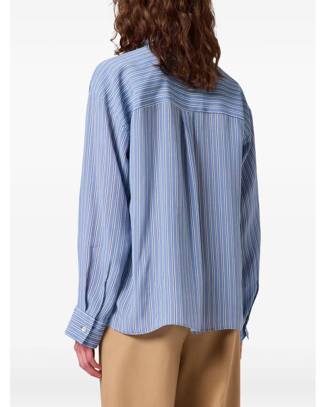 MSGM Blue Gestreifte Bluse