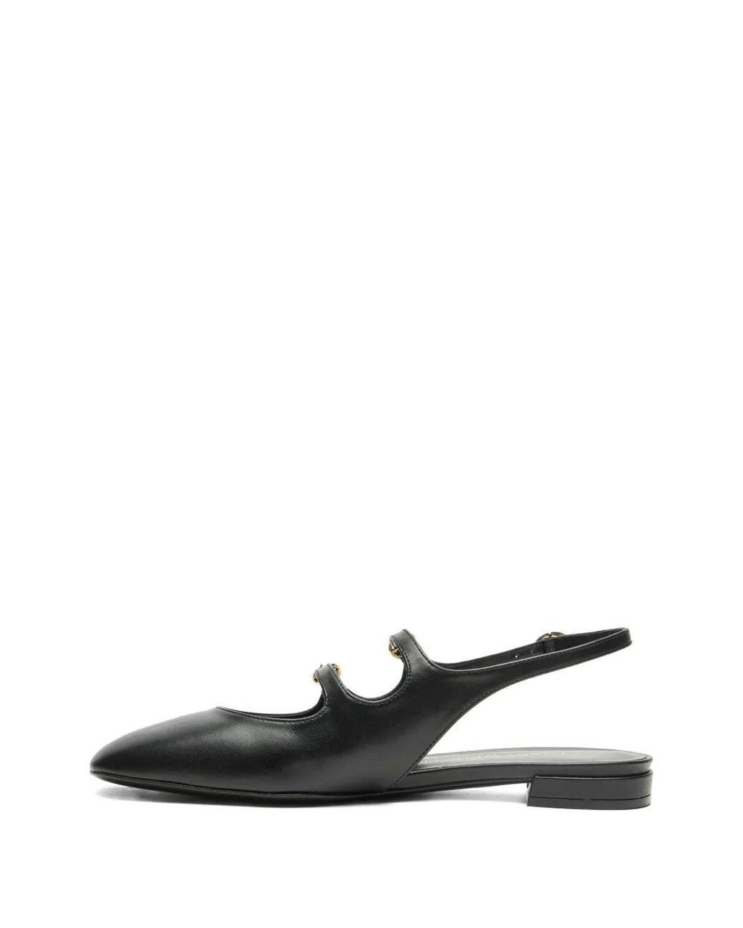 Stuart Weitzman Black Slingback Buckle Flats