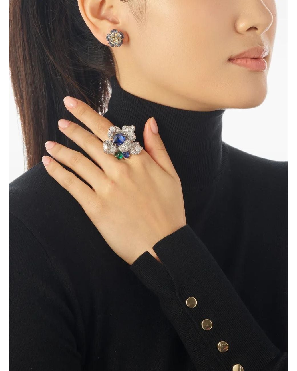 Anabela Chan Black Blossom Multi-Stones Ring