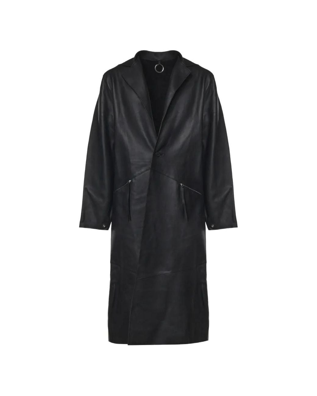 HELIOT EMIL Black Panelled Leather Coat for men