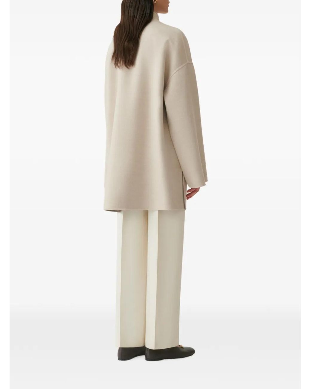 Fabiana Filippi Natural Zip-Up High-Neck Coat