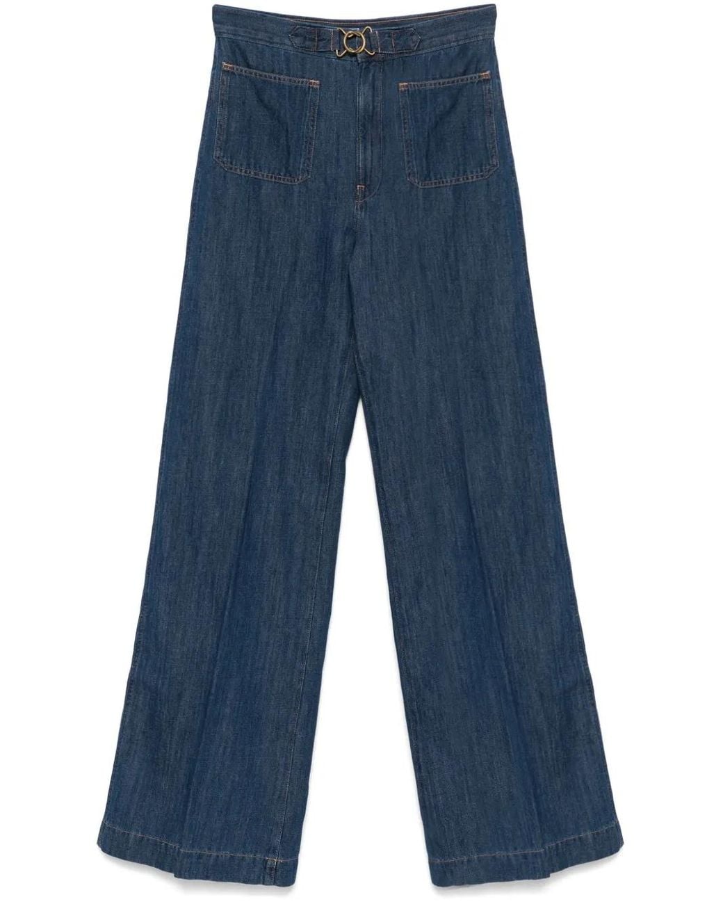Polo Ralph Lauren Blue Wide-Leg Jeans With Belted Waist