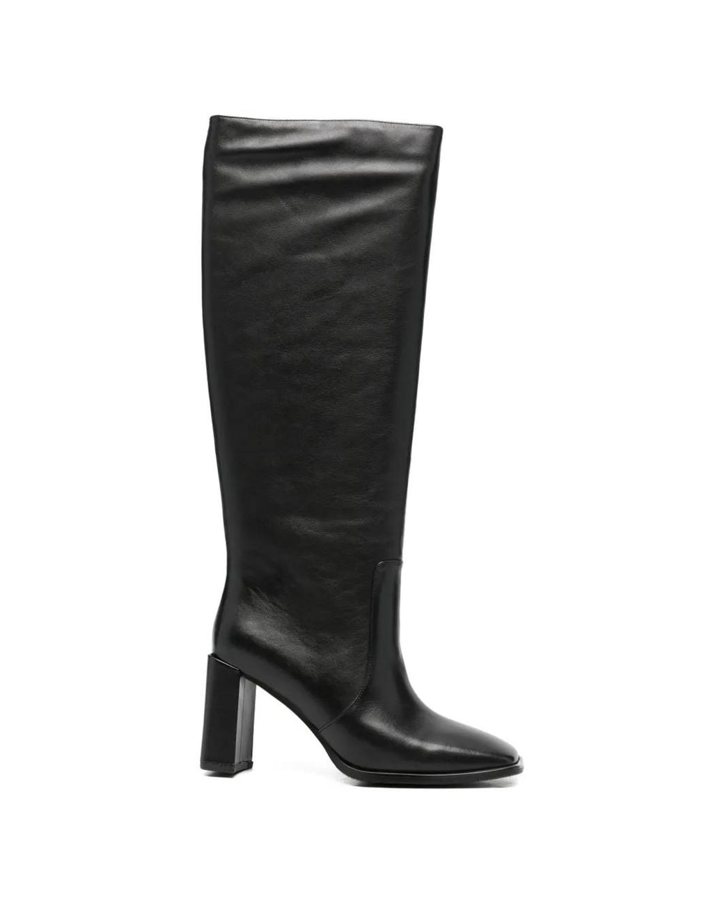 ADRIANNA FERETTI Black Square-Toe Block-Heel Boots