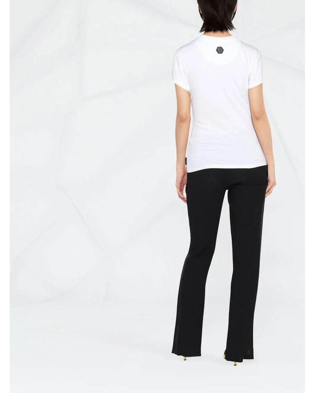 Philipp Plein White Sexy Pure Rhinestone-Embellished T-Shirt