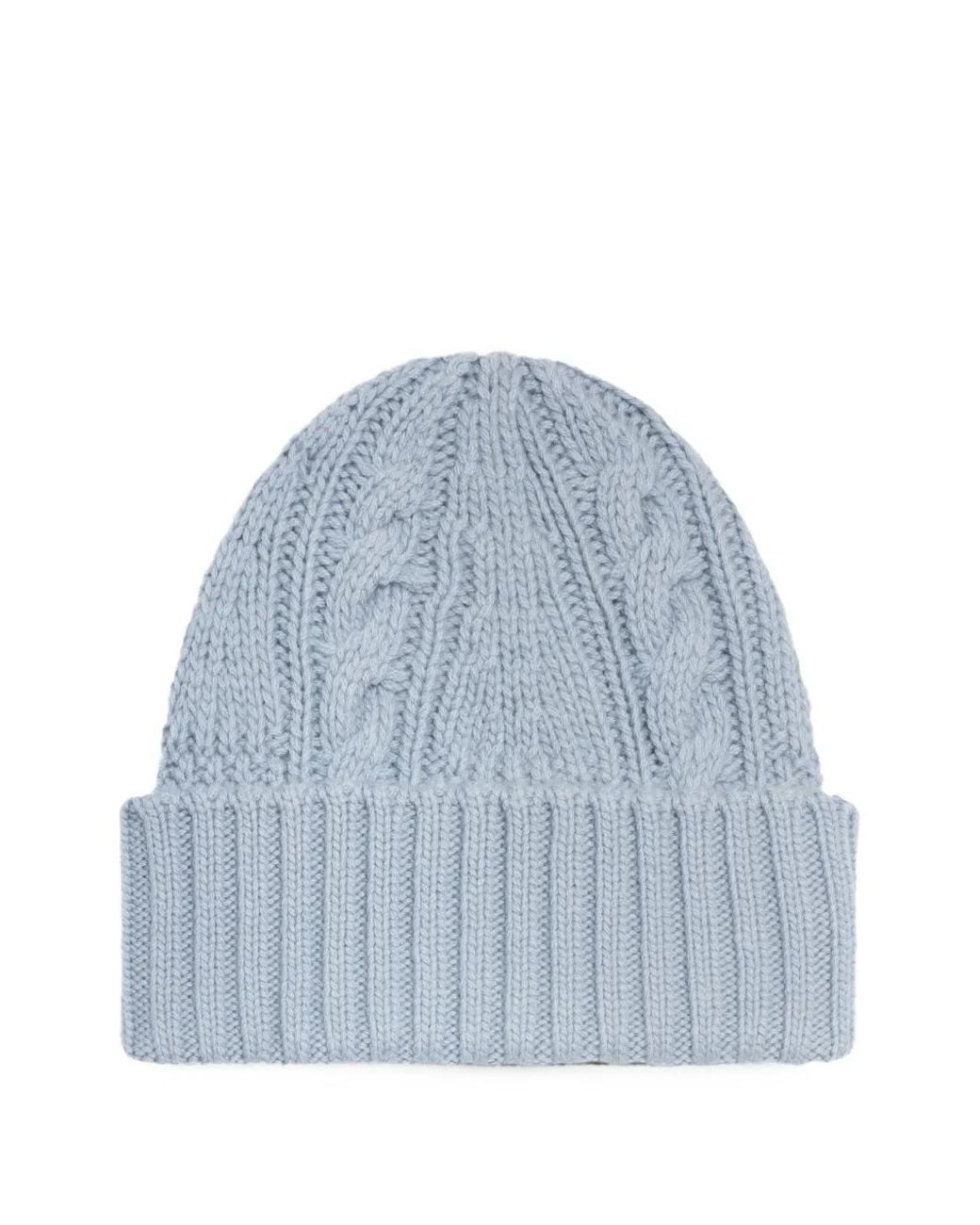 Bompard Blue Cable-Knit Cashmere Beanie Hat