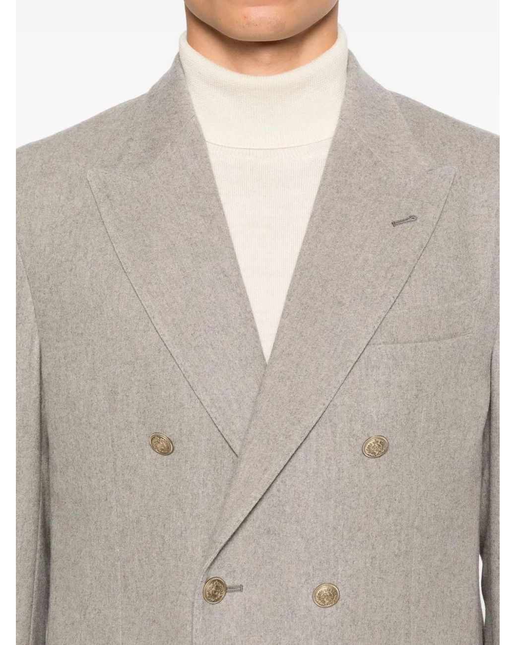 Eleventy Gray Double-Breasted Blazer for men