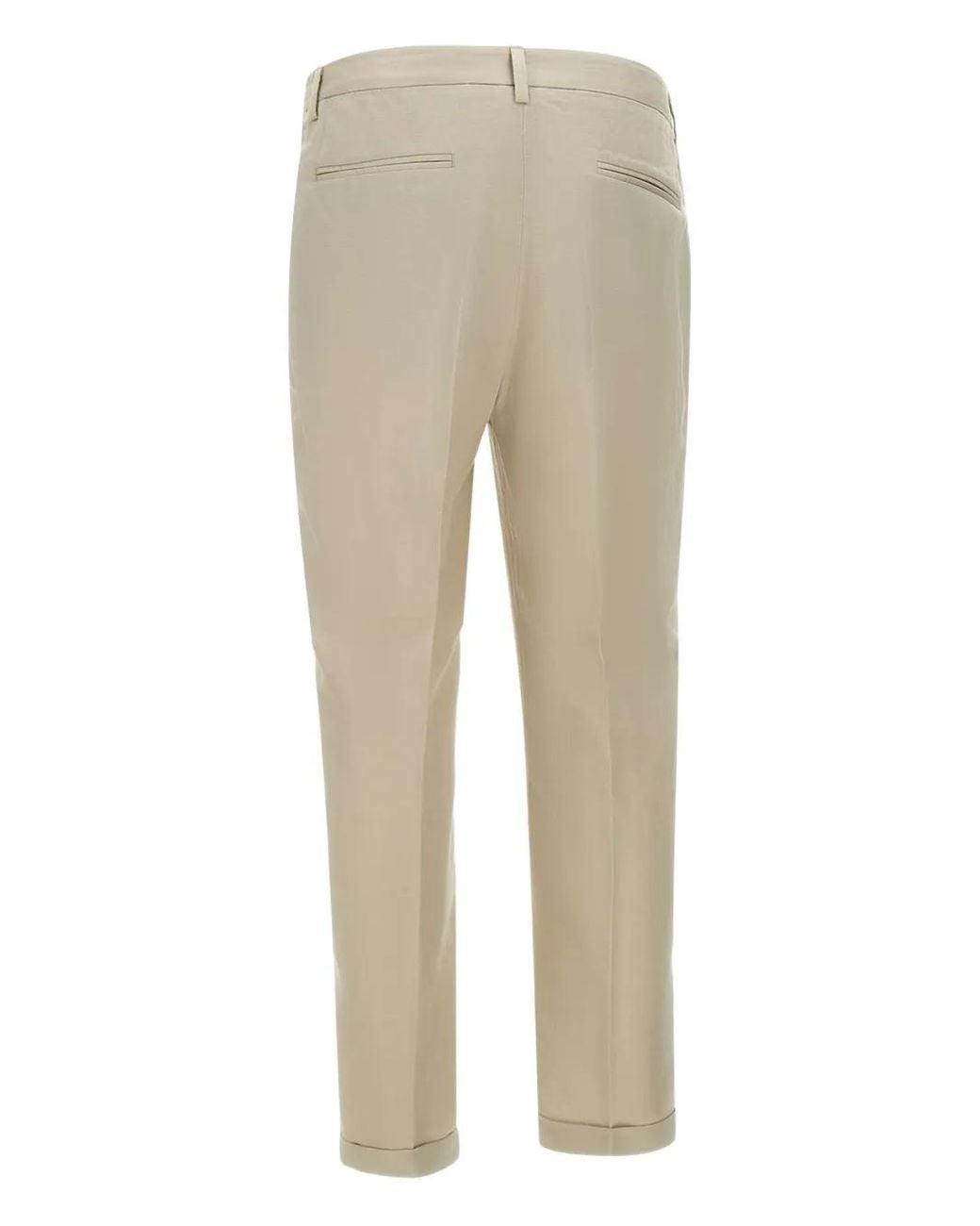 Devore Natural Pleated Turn-Up Trousers for men