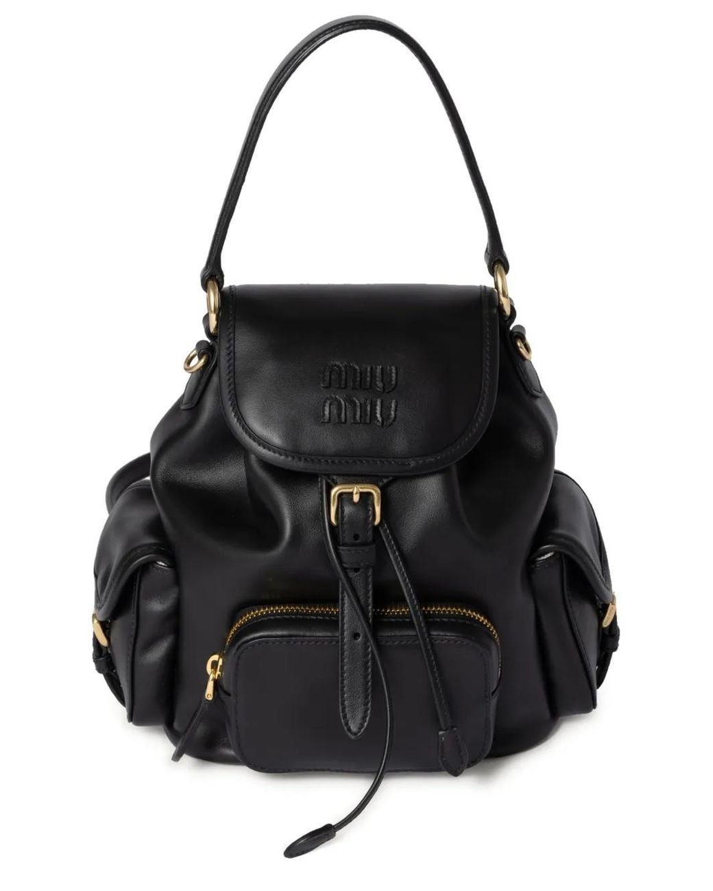 Miu Miu Black Multi-Pocket Leather Backpack