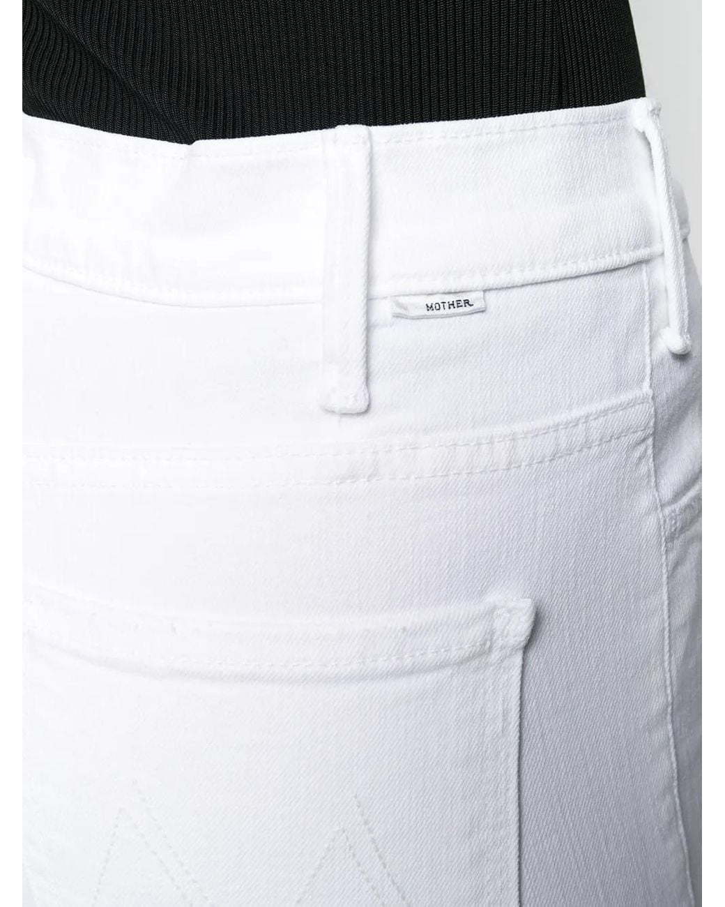 Mother White The Hustler Ankle Fray Jeans