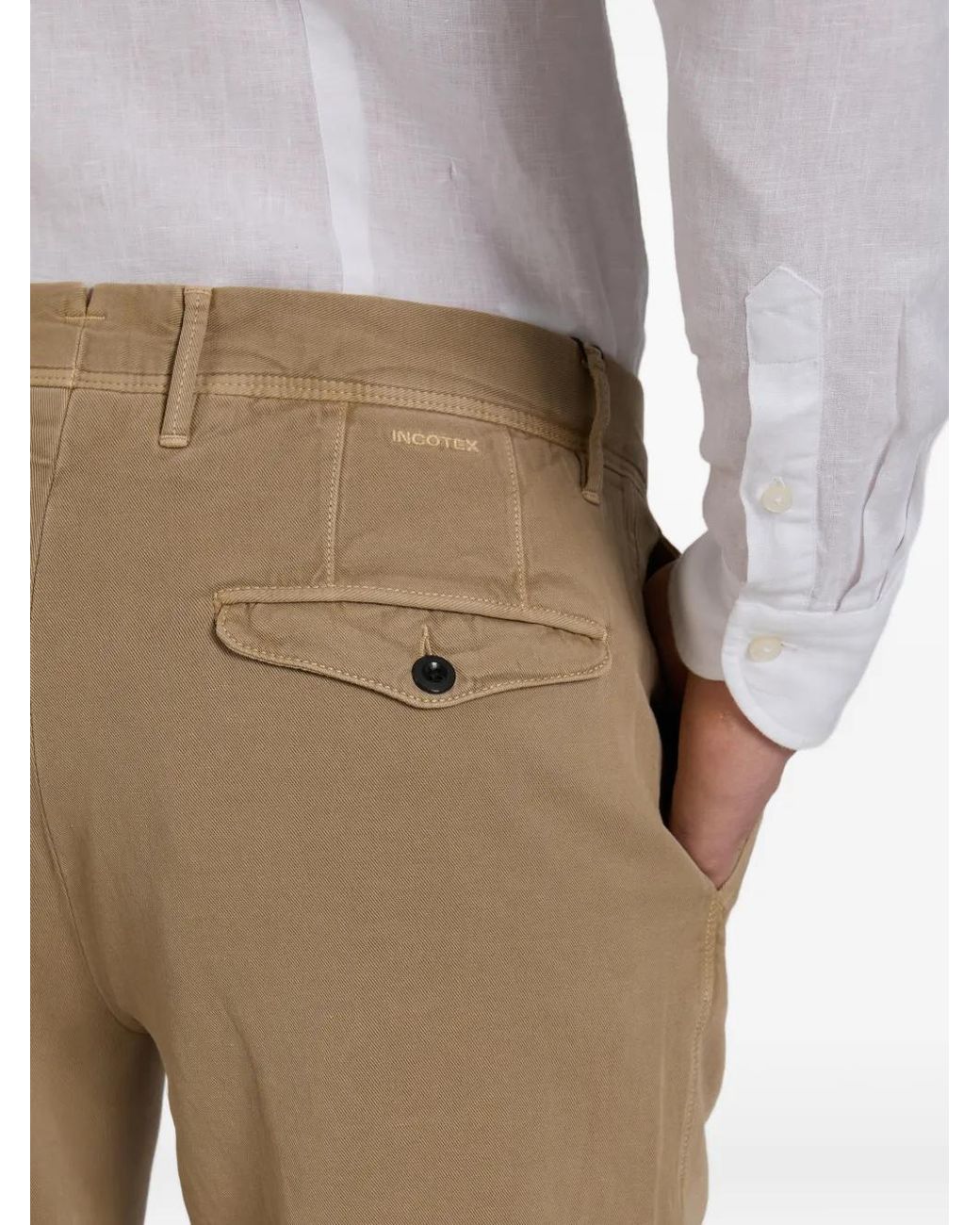 Slowear Natural Buttoned Tapered Trousers for men