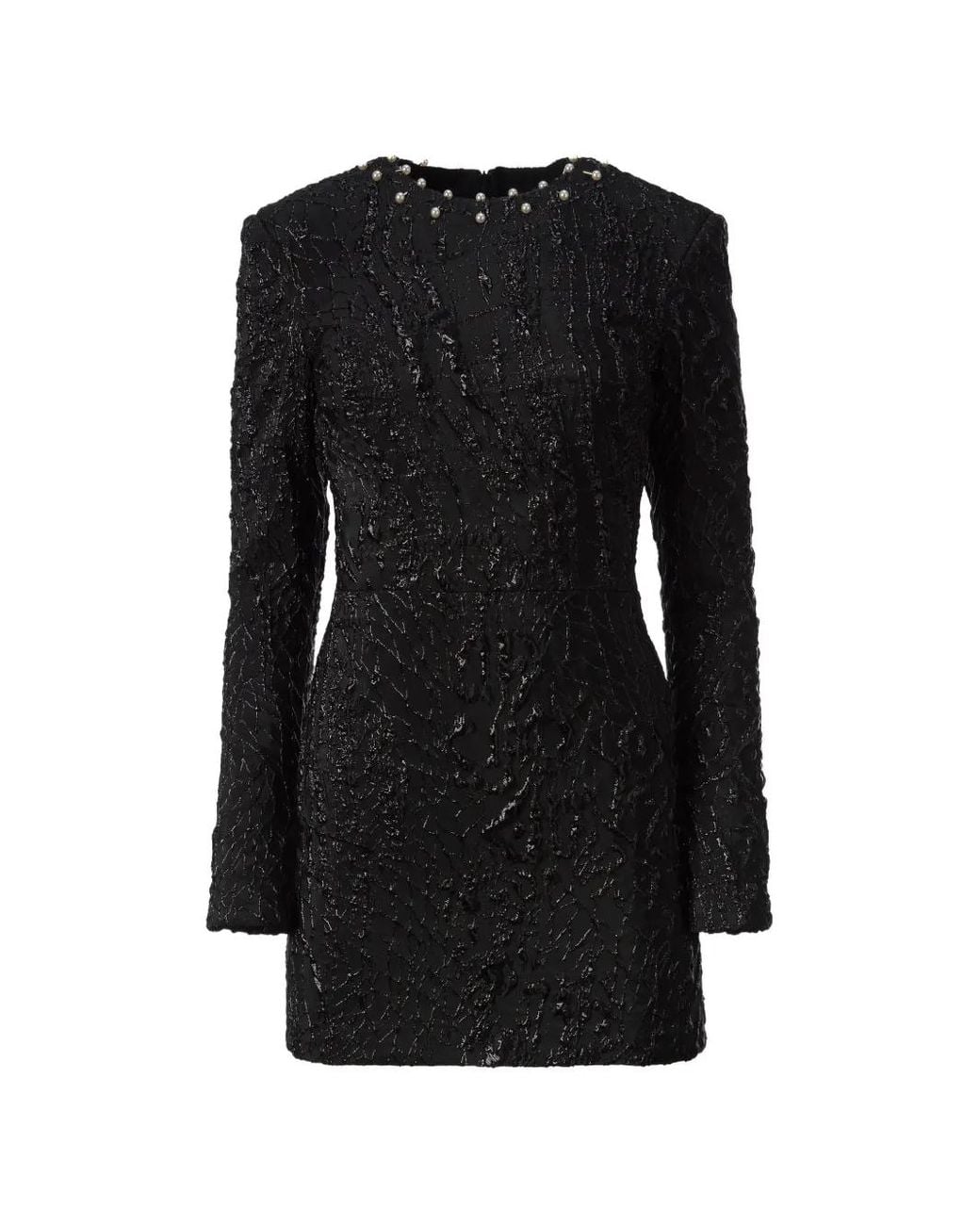 Mia Peculiar Black Pearl-Detail Mini Dress