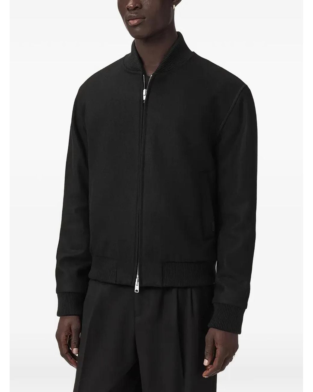 AllSaints Black Zip-Up Bomber Jacket for men